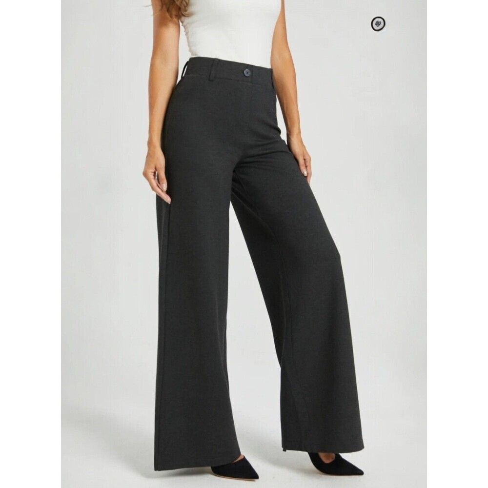 Betabrand Wide Leg Two Pocket Dress Pant Yoga Womens Size Medium Petite Charcoal